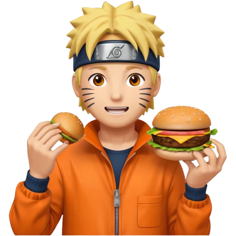 Naruto eating burger emoji