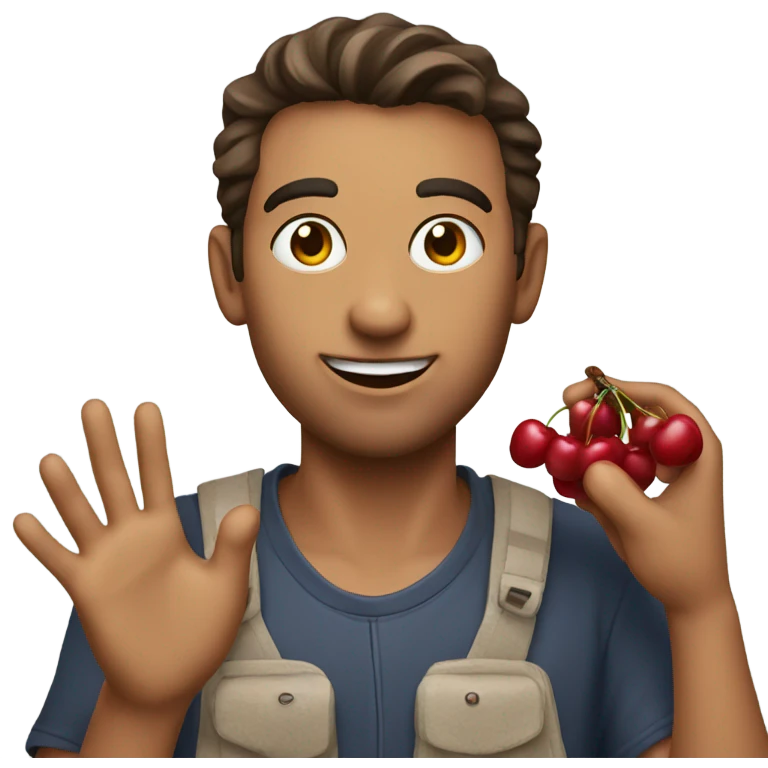 Guy holding cherrys emoji