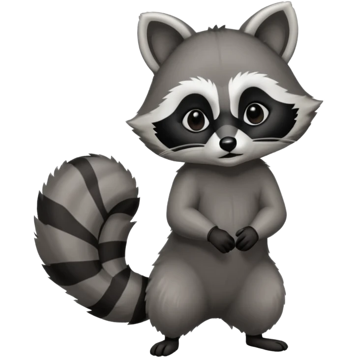 Create a single emoji of a Raccoon in full body, shown at a slight side angle in a natural, characteristic pose. Cute and stylized like an emoji, but clearly recognizable
 emoji
