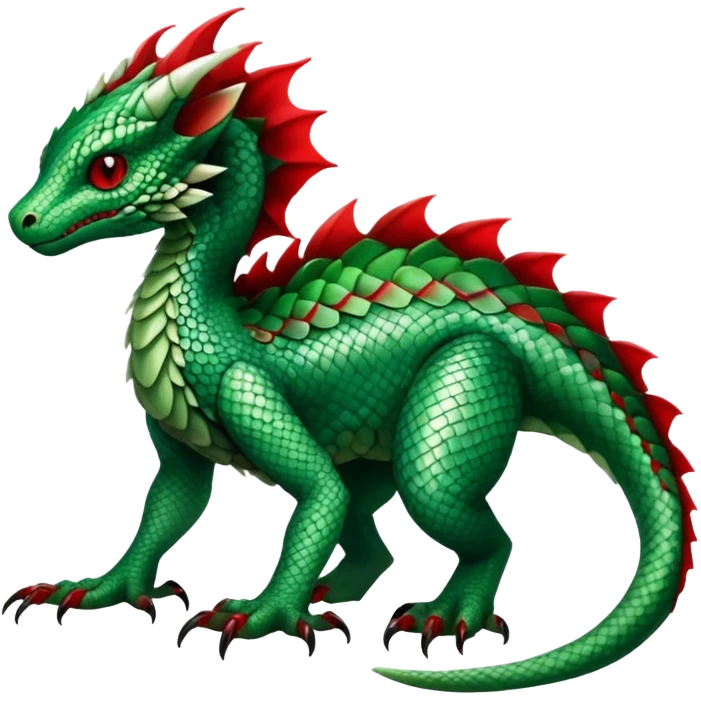 Cool Edgy Green Red ethereal badass Fionbri-Vernid-Trico-animal-creature full body emoji