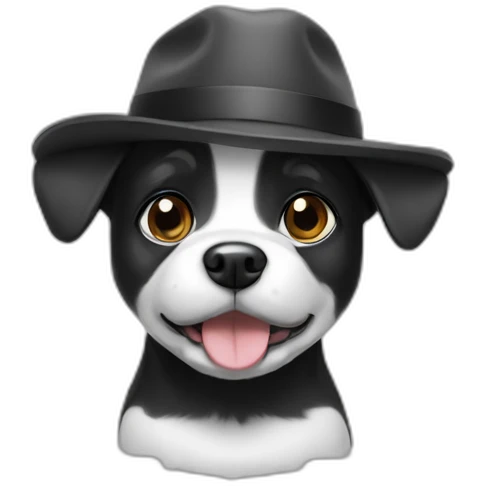 Small black and white dog in hat emoji