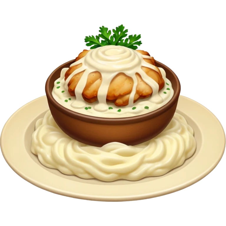 chicken with alfredo sauce and mashed potatoes emoji