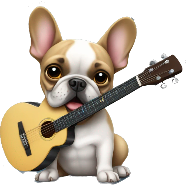 french bulldog playing guitar emoji