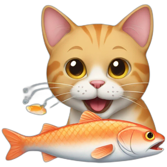 cat eating a fish emoji