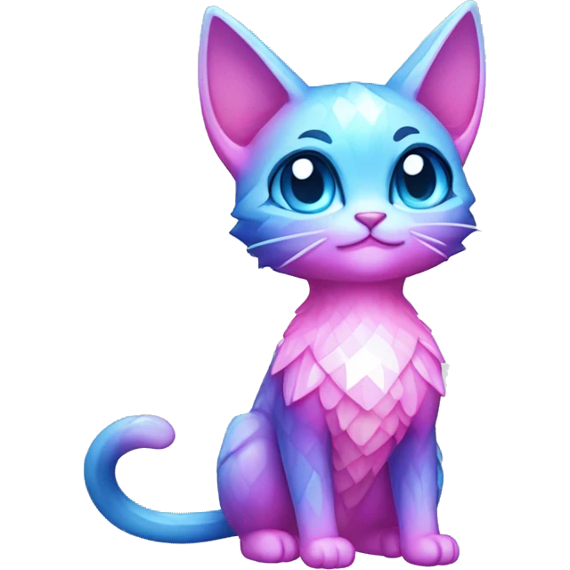 Shiny Pink-Blue-gradient Diamond-Fairy-type-Fakémon-Cat full body emoji