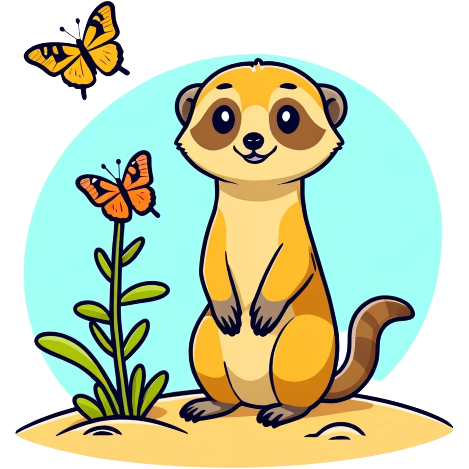 Meerkat with a butterfly fly emoji