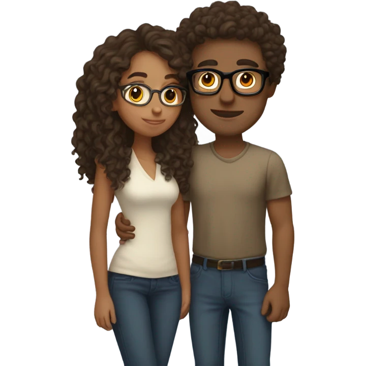 nerd with brow eyes and brown curly hair kissing his girlfriend leg emoji