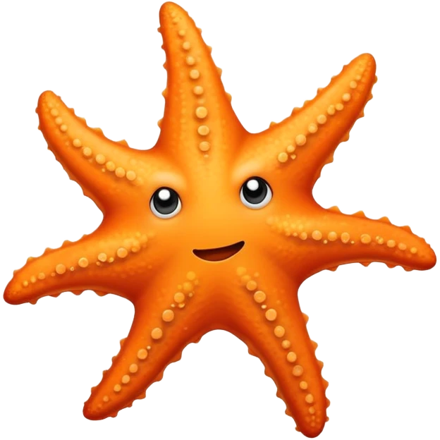 An orange starfish with a sad face slowly drifts along the ocean floor, feeling a little down emoji