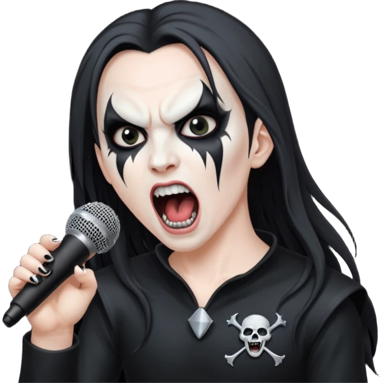 Black metal musician, screaming with mirophone emoji