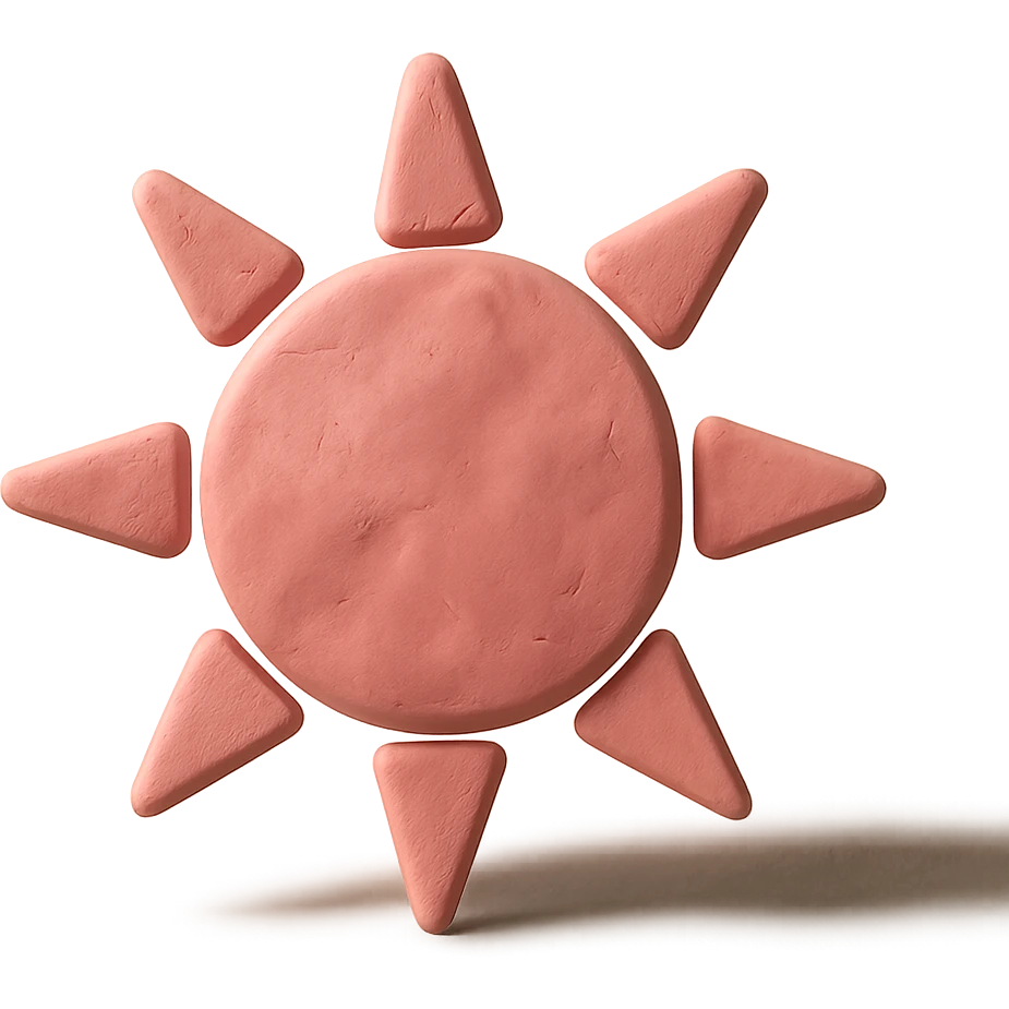 simple pink sun in claymation style emoji