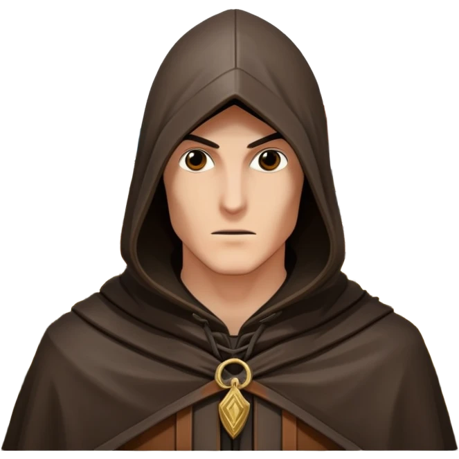 icon featuring Assasin's Creed in an iconic assassin's hood, standing tall against the backdrop of Florence. The design captures the essence of adventure, with intricate details of historical architecture and a sense of mystery. The character is poised, ready for action. transparent background. emoji