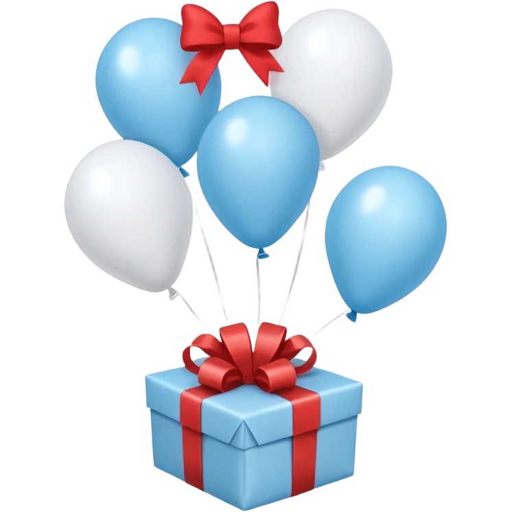 Please make light blue and white balloons too, make several and tie them to a gift emoji