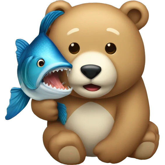 urso raivoso com um peixe na boca emoji
