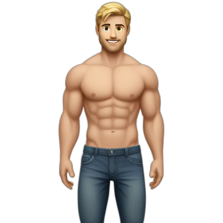 Caucasian Muscularmale large round butt realistic emoji
