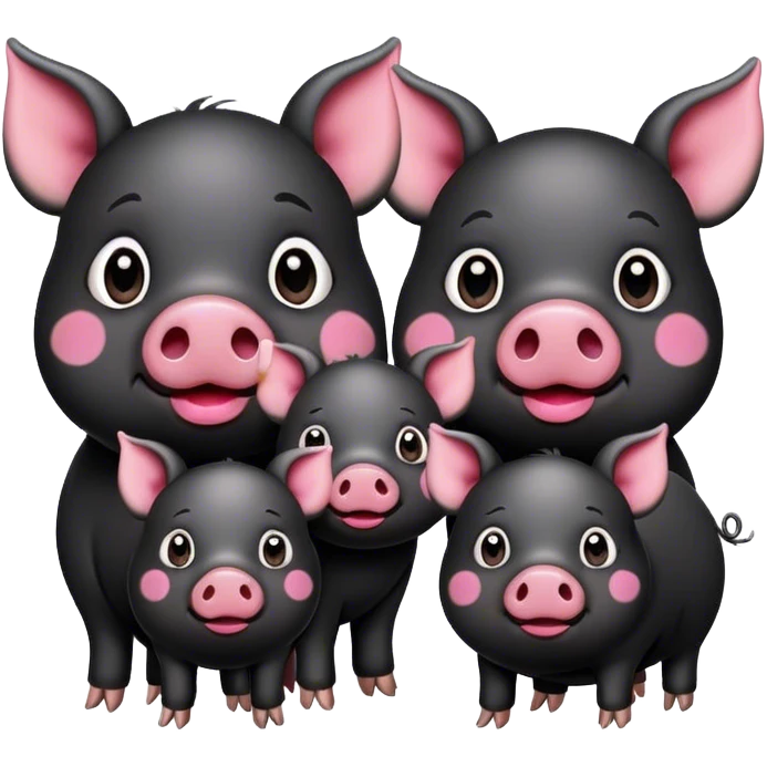 cute black pig family emoji