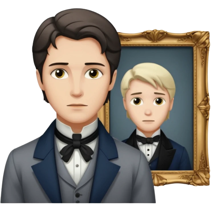 Dorian Gray looks at his portrait emoji