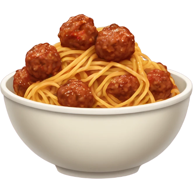 spaghetti with meatballs in a bowl emoji
