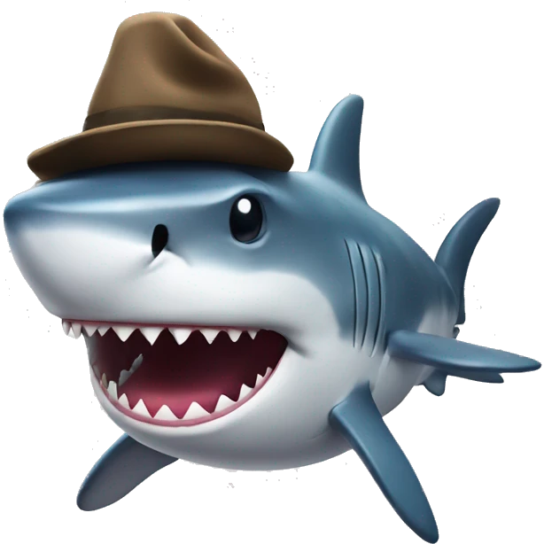 smiley shark with hat emoji