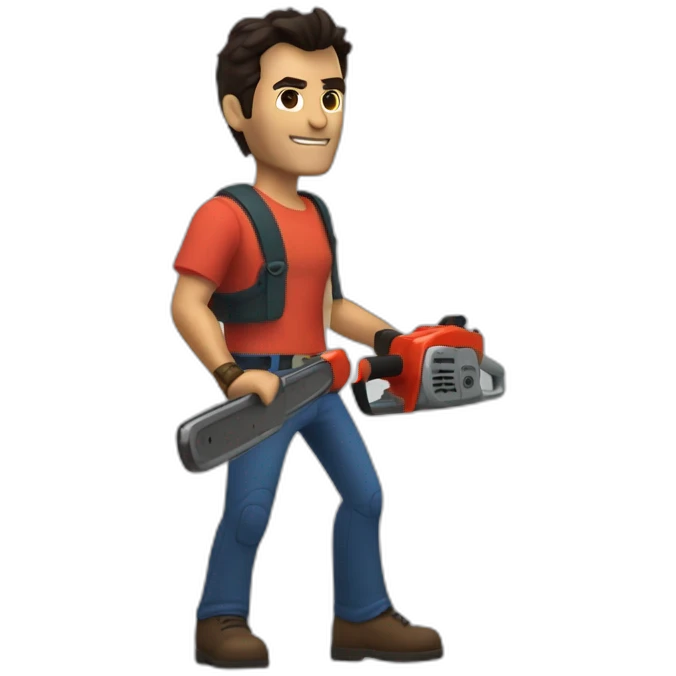 Ash Williams with a chainsaw hand emoji