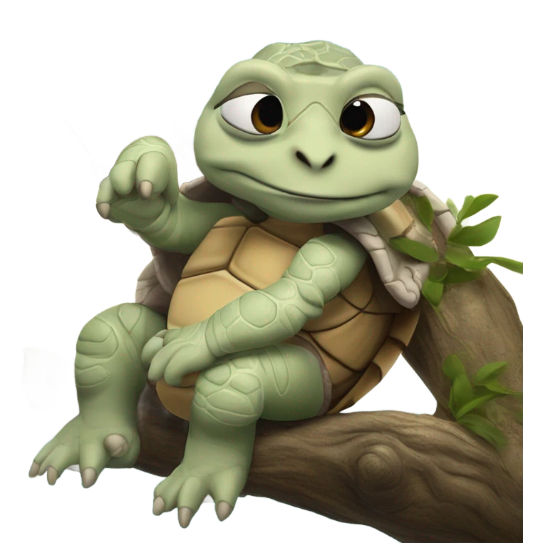 Master Oogway from Kung Fu Panda meditates on a branch emoji
