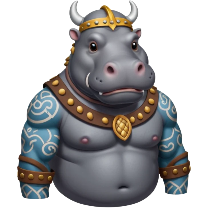 hippo viking ancient with tatooed emoji
