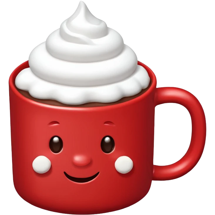 red mug of hot chocolate with marshmallows emoji