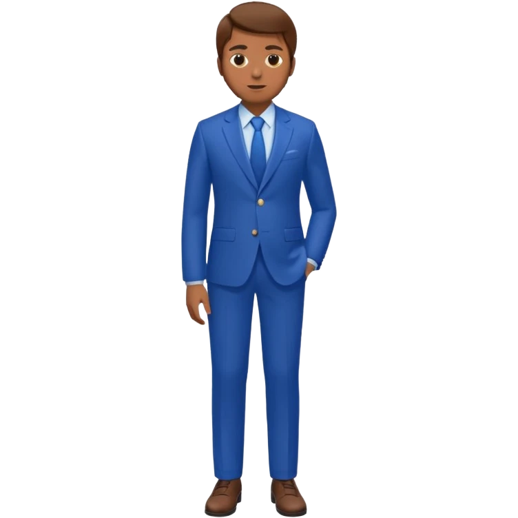 man with brown hair in blue suit whole body emoji