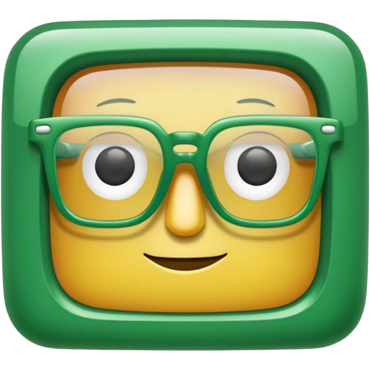 Green Square Spects, transparent glass. only spects. emoji