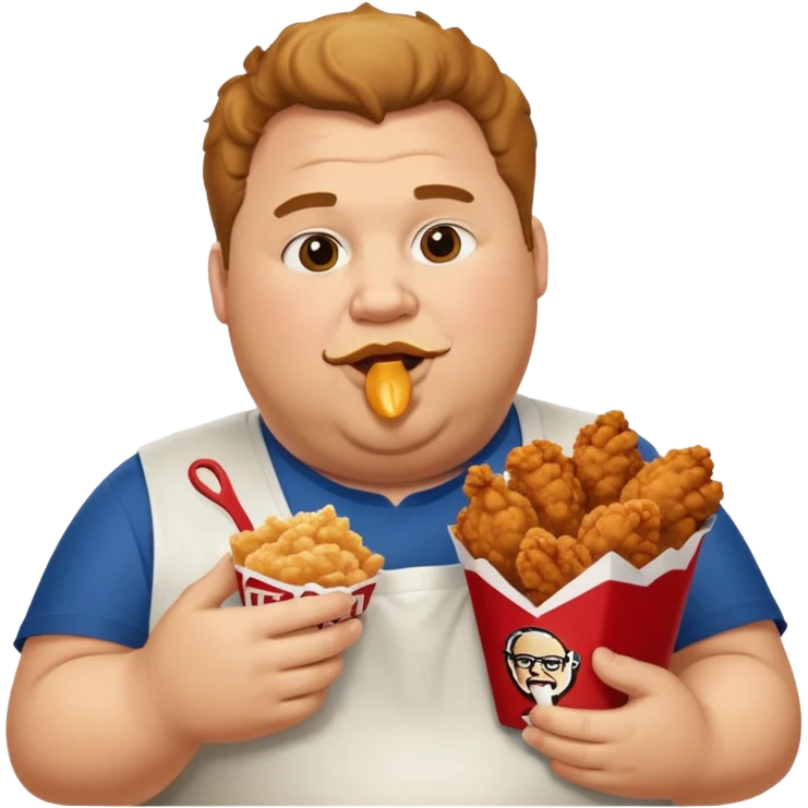 A fat guy eating kfc fried chicken  emoji