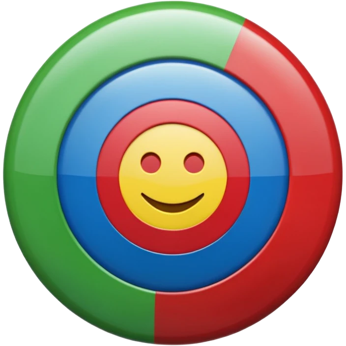 A glossy 3D emoji icon of the Romani flag. The flag is a horizontal bicolor, blue on top and green on bottom. A red spoked wheel chakra symbol is centered across the middle. The style is cute, rounded, shiny, plastic texture, digital icon art, isolated on a plain background. emoji