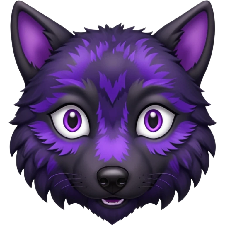 puppy eyes black wolf with purple pattern emoji