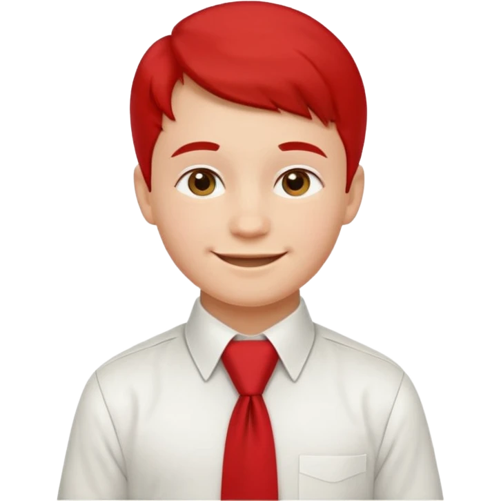 A Soviet schoolboy emoji — smiling young boy wearing a white shirt and a bright red pioneer necktie (scarf) neatly tied around his neck. No hat or headwear. Flat minimal emoji style with clean lines, simple colors, friendly expression, Apple emoji aesthetic. emoji