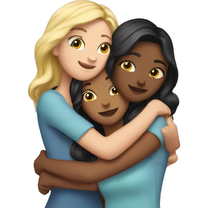 three girlfriends hugging emoji