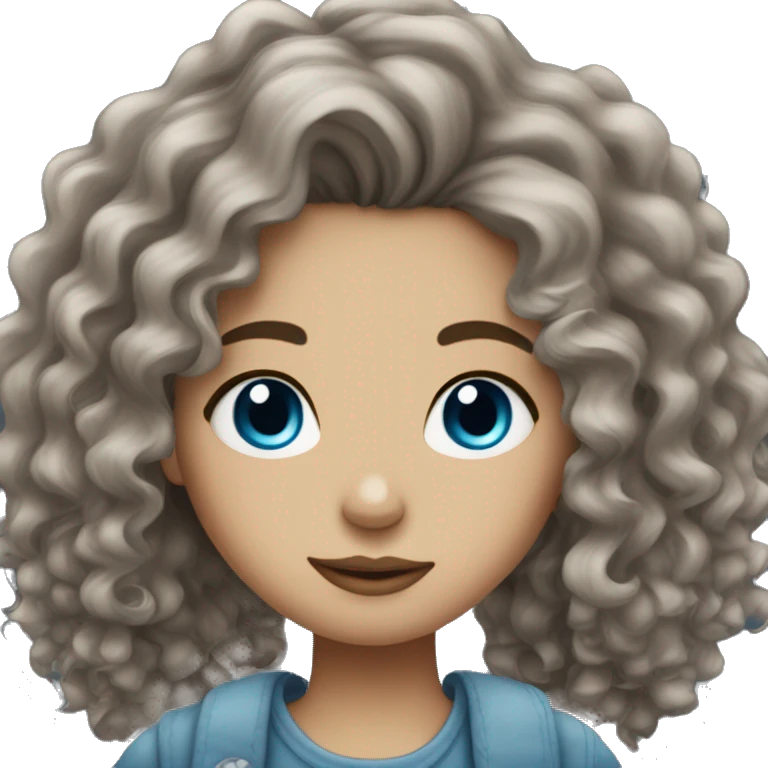 Brunette hair girl who’s style is grunge and has blue eyes with curly hair emoji