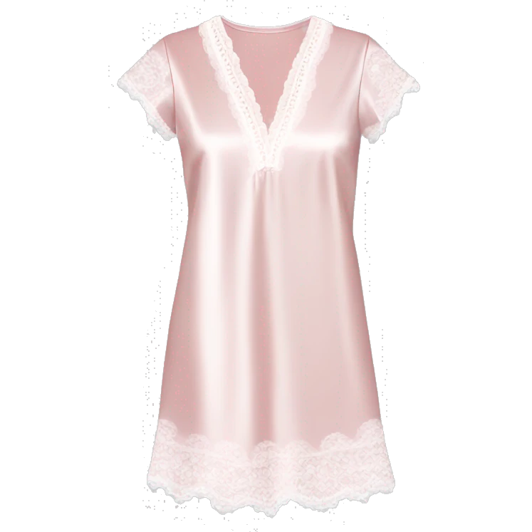 Light pink and white Lace satin pajama dress emoji