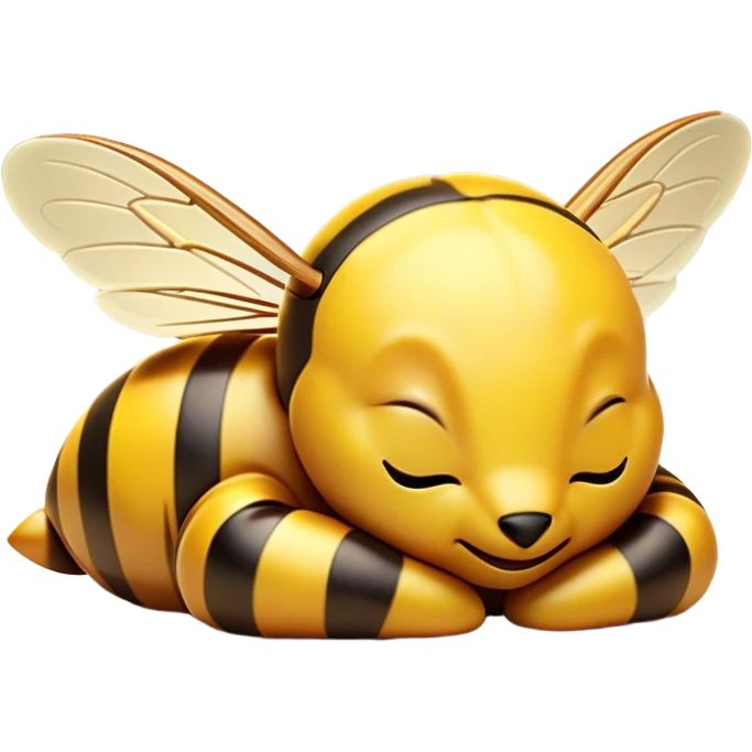 Meme-Worthy Cute Sleeping Hornet Portrait Emoji, Head resting peacefully with a contented smile, showcasing a compact, striped body with softly closed wings and eyes gently closed in serene slumber, Simplified yet adorably endearing features, highly detailed, glowing with a soft, drowsy glow, high shine, relaxed and utterly lovable, stylized with an air of playful laziness, soft glowing outline, capturing the essence of a sleeping hornet that feels destined to become the next viral icon of adorable rest! emoji
