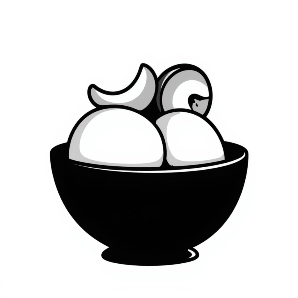 Hand-drawn peach ice cream with peach slices on top emoji