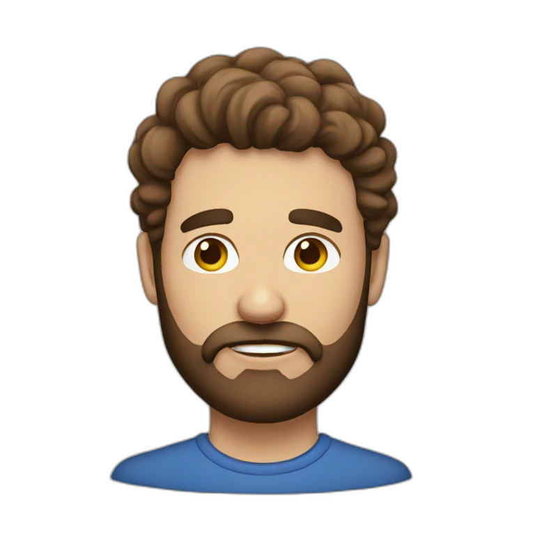 A Man with brown hair, a Beard and a Cloud for his face emoji