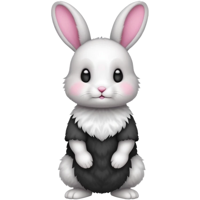 a white and black baby rabbit staying on its lelegs emoji