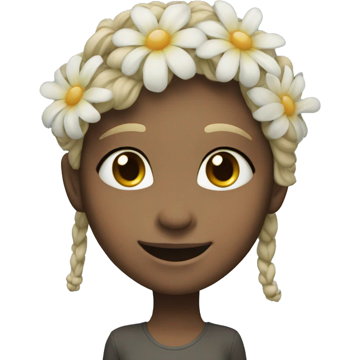 smiling girl with flower moon hair long emoji