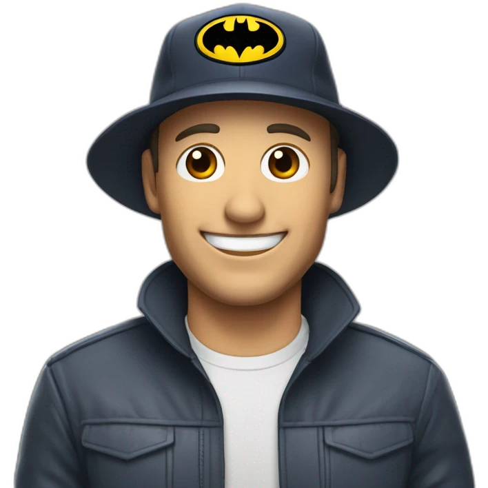 Batman tenant une bière avec une casquette sur la tête emoji