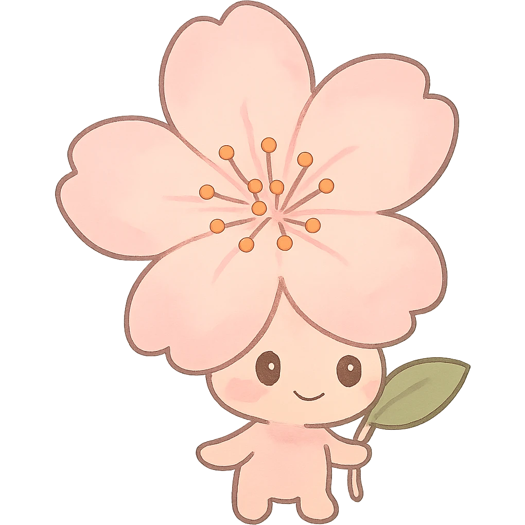 chibi sakura blossom, soft pastel colors, full-body, clean lines emoji