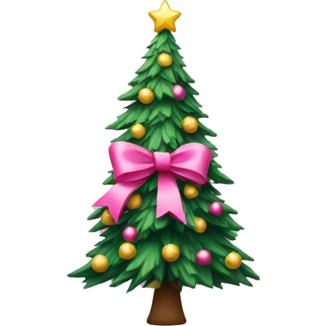Christmas tree with pink bow emoji