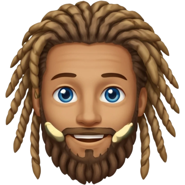 Hippie man smiling with blue eyes and dreadlocks emoji