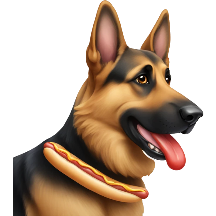 german shepherd eating a hotdog emoji