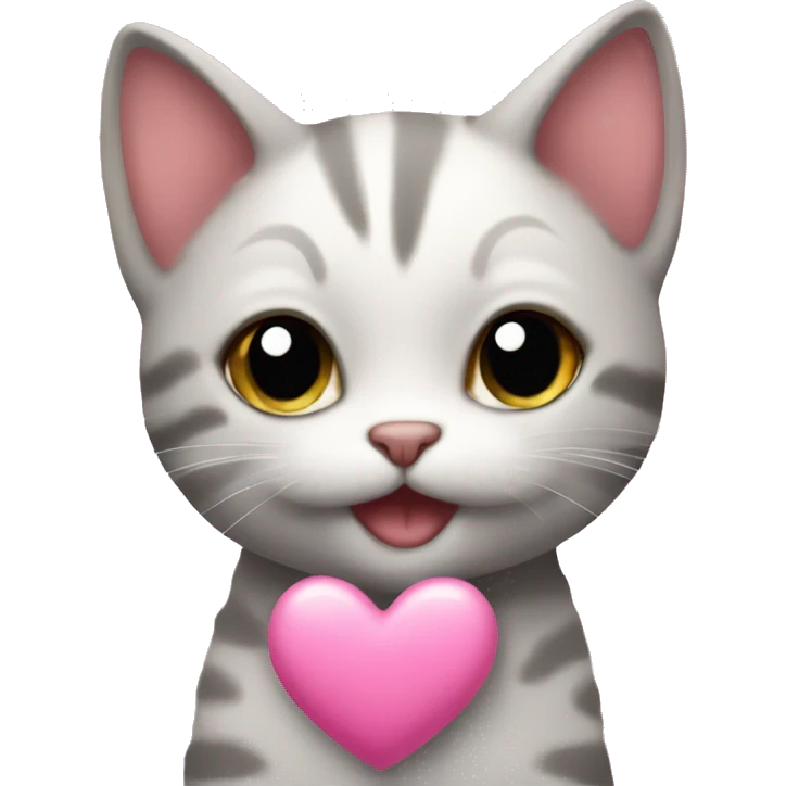 Little cat with pink heart emoji