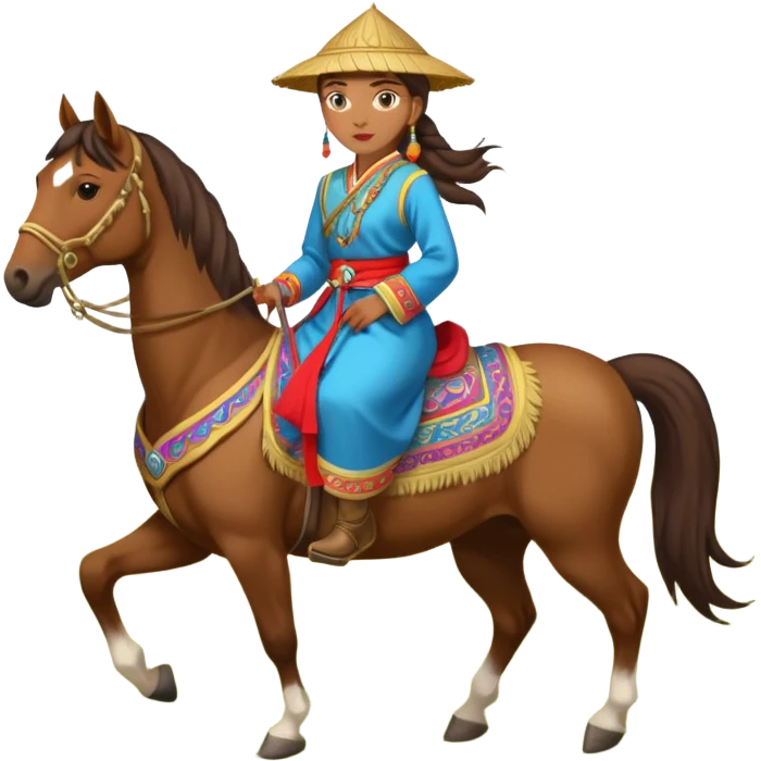 mongolian woman on horse full body emoji