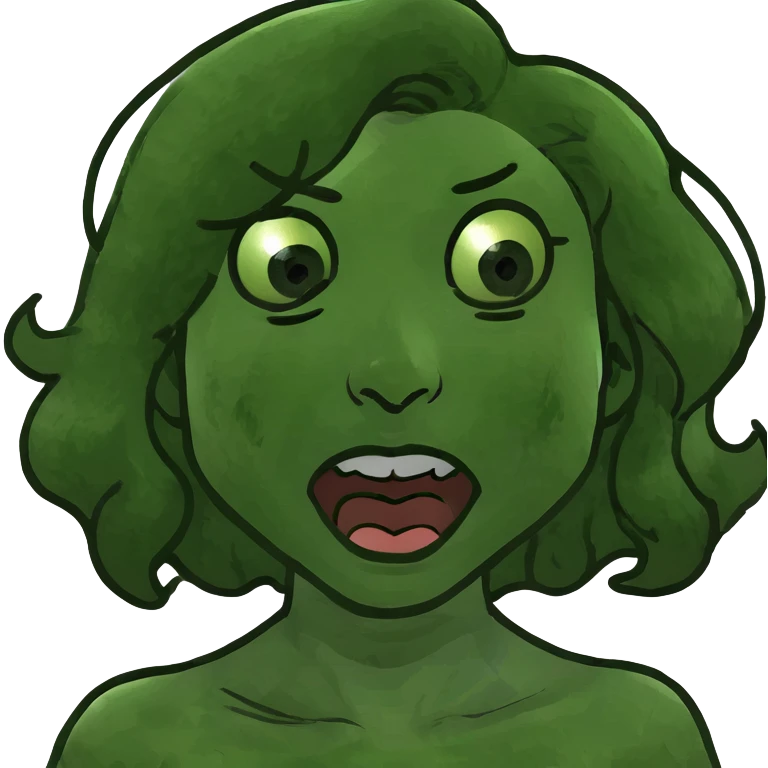 A girl with wavy hair doing a silly face  emoji
