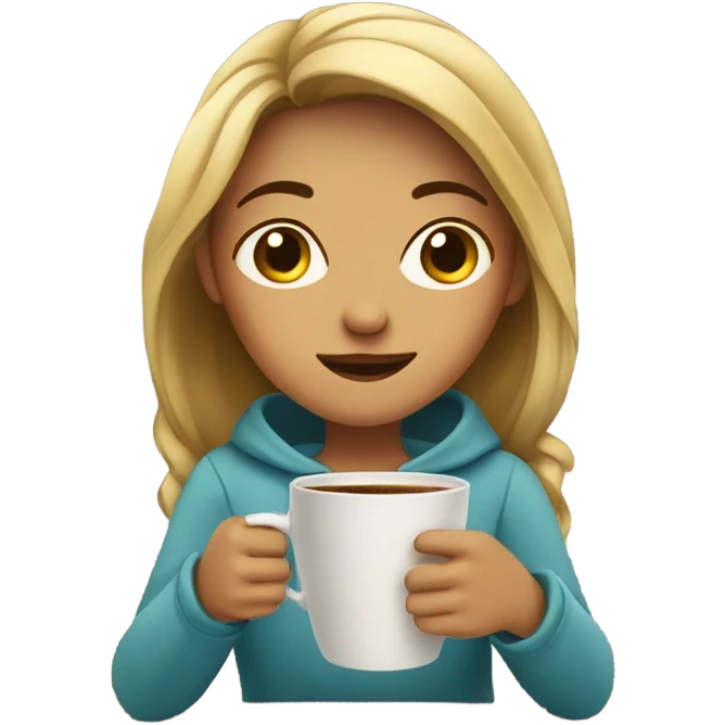 Girl exhausted holding coffee emoji