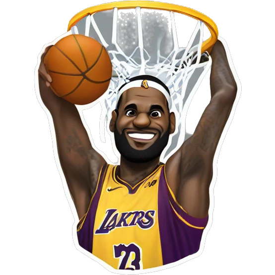 LeBron James dunking lakes logo emoji